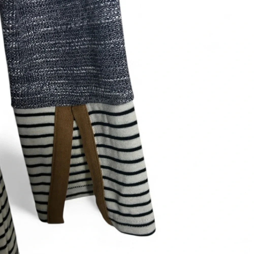 THML Striped Sweater Shift Dress In Blue/Black/White Size L